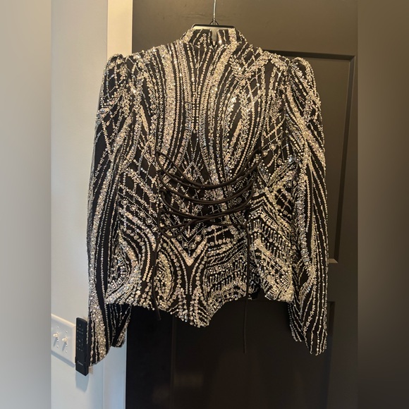 Modest Barbie Aria Corset Top Blouse Sleeve Sequin Embellished Evening Formal L - Picture 8 of 10